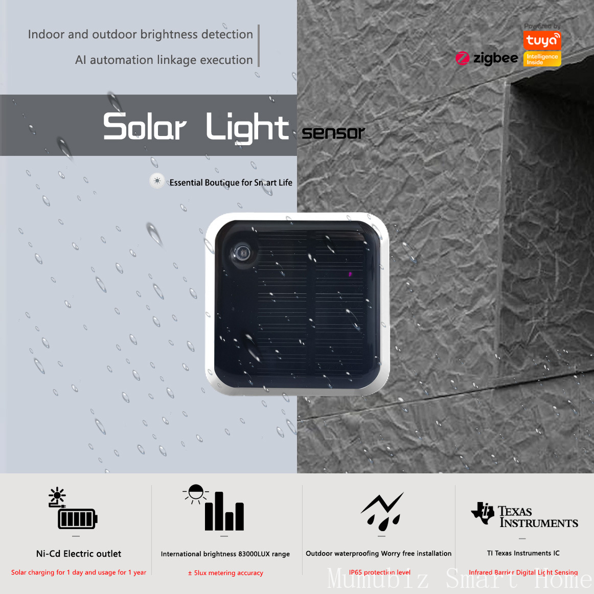 Outdoor Lighting Zigbee - Capteur de lumière solaire Tuya Zigbee